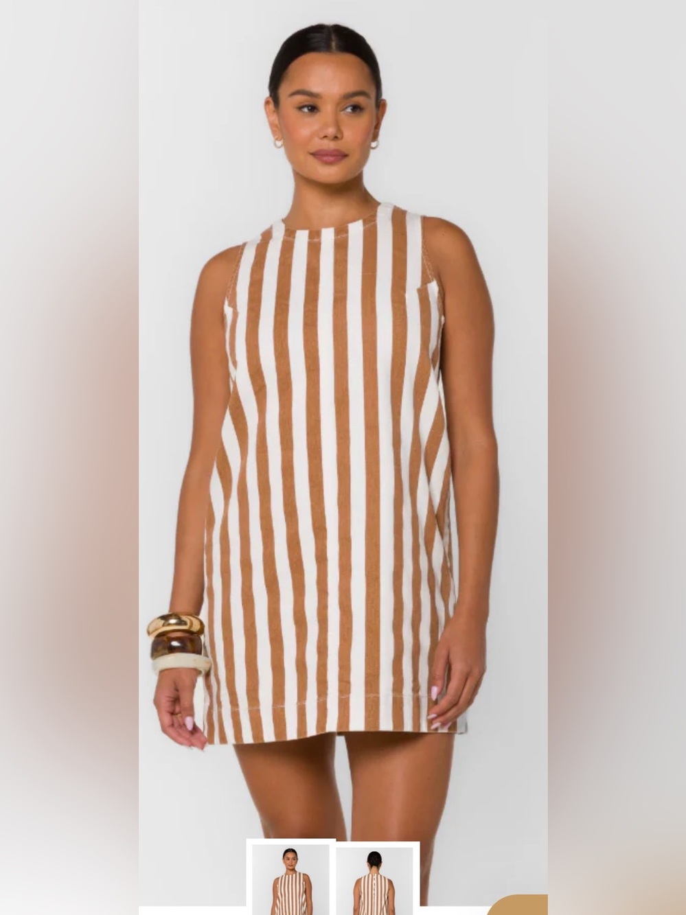 NWT Velvet Heart Striped Sleeveless Shift Dress in White and Tan - M
